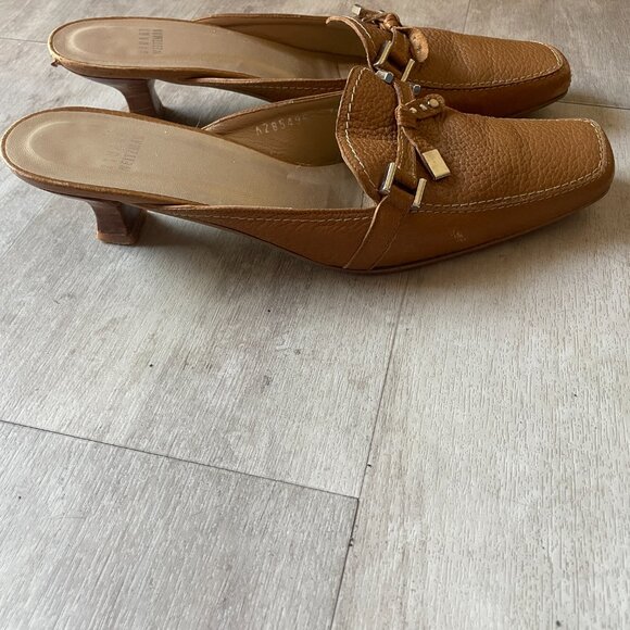 Stuart Weitzman Leather Tan Mules - Picture 6 of 7